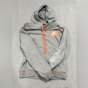 Nike Men’s Box Logo Vintage Style Orange and Gray Hoodie - Size Small